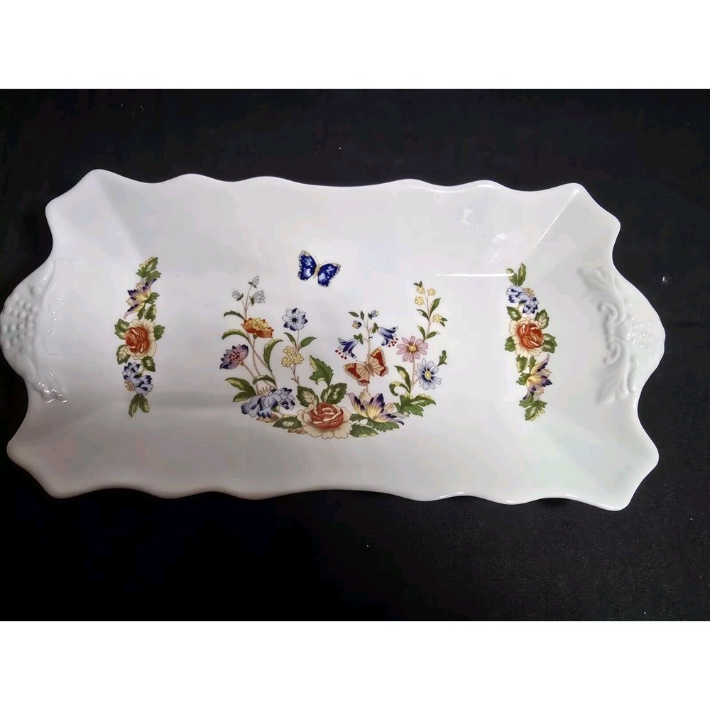 Aynsley Cottage Garden Vintage Rectangular‎ Serving Tray Flower Pattern